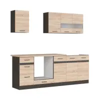 Conjunto de cocina Junona Line 220 cm roble sonoma con encimera