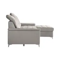 Sofá rinconera derecho Ariado convertible con arcón de terciopelo beige