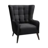 Sillón orejero Casey de terciopelo negro