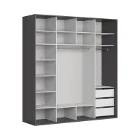 Armario de puertas correderas Flex 220 cm grafito/negro brillo