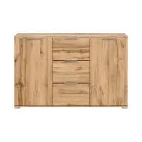 Cómoda Zele 135 cm con 2 puertas y 3 cajones roble wotan
