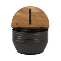 Mesa redonda Lea madera mango/negro