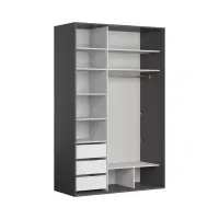 Armario de puertas correderas Flex 150 cm grafito/negro brillo