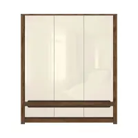 Armario de tres puertas Ruso 178 cm con cajones roble april/brillo perlado