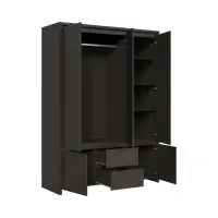 Armario de cinco puertas Kaspian 153 cm con espejo y cajones wenge