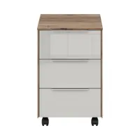 Cajonera de oficina Nevada 40 cm con 3 cajones roble flagstaff oscuro