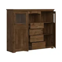 Cómoda Patras 153 cm vitrina con 2 puertas y 4 cajones roble april