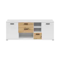 Cómoda Homeland 155 cm con 2 puertas y 3 cajones blanco/roble artisan