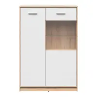 Vitrina Nepo Plus 90 cm con 2 puertas roble sonoma/blanco