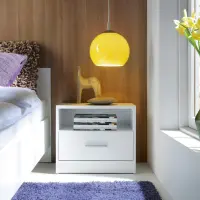 Mesita de noche Nepo Plus 49 cm con cajón blanca