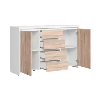 Cómoda Kaspian 144 cm con 2 puertas y 4 cajones blanca/roble sonoma