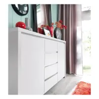 Cómoda Kaspian 144 cm con 2 puertas y 4 cajones blanca