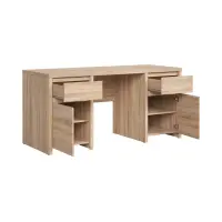 Escritorio Kaspian 160 cm con 2 puertas y cajones roble sonoma