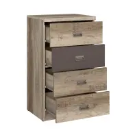 Cómoda Malcolm 50 cm con 4 cajones roble canyon monument/gris wolfram/roble canyon monument estampado