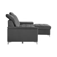 Sofá rinconera derecho Ariado convertible con arcón de terciopelo gris