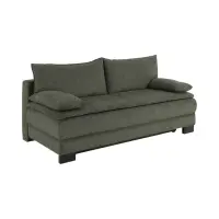 Sofá de tres plazas Lindon convertible con arcón chenilla verde