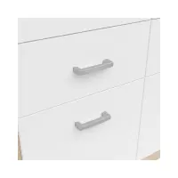 Armario de cuatro puertas Brando-4 181 cm con espejo y cajones blanco/roble sonoma