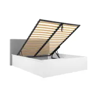 Cama Tetrix 160x200 con somier, contenedor y cabecero tapizado blanco brillo