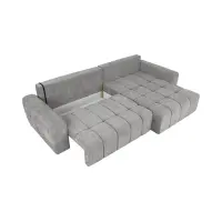 Sofá rinconera derecho Chill_Me convertible con arcón, chenilla gris
