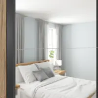 Armario de puertas correderas Tetrix 220 cm con espejo roble wotan