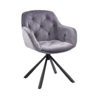 Silla tapizada Eileen giratoria de terciopelo gris
