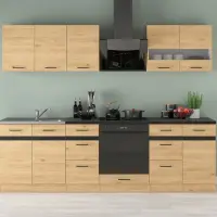 Conjunto de cocina Junona Line 260 cm roble bernstein con encimera