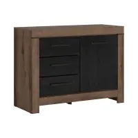 Cómoda Balin 112 cm con puertas y 3 cajones roble monastery/roble negro