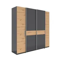 Armario de puertas correderas Fabio 215 cm grafito/roble artisan