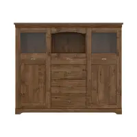 Cómoda Patras 153 cm vitrina con 2 puertas y 4 cajones roble april