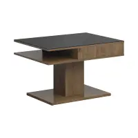 Mesa de centro Campo 80x60 cristal negro/roble april