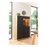 Vitrina Zenda 91 cm con 2 puertas roble waterford/negro