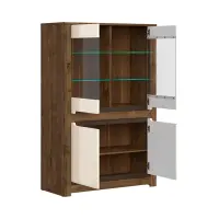 Vitrina Ruso 104 cm con 4 puertas roble april/brillo perlado