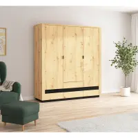Armario de tres puertas Ostia 180 cm con cajones roble artisan/roble negro
