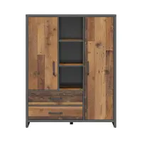 Estantería Weston 120 cm con 2 puertas 2 cajones y 3 estantes pino old style