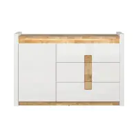 Cómoda Alameda 147 cm con puertas y 3 cajones roble westminster/blanco brillo