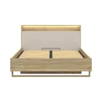 Cama Dalva 160x200 con somier y contenedor roble mauvella/cachemira