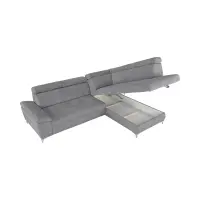 Sofá rinconera derecho Raul convertible con arcón gris