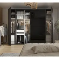 Armario modular Flex 250 cm corredero grafito/negro brillo