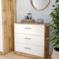 Cómoda Matos 80 cm con 3 cajones roble wotan/blanco