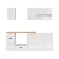 Кухонный гарнитур Junona Line 220 см меловой глянец со столешницей