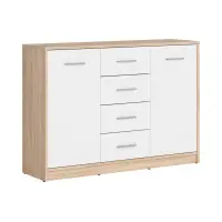 Cómoda Nepo Plus 119 cm con 2 puertas y 4 cajones roble sonoma/blanco