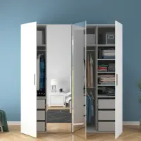Armario modular Flex 200 cm con puertas y espejo blanco brillo