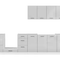 Кухонний гарнітур Junona Line 300 см світло-сірий глянець