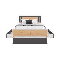 Cama Saturn 140x200 con 3 cajones roble artisan/grafito