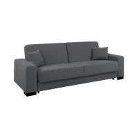 Sofá cama de tres plazas Rubio plegable con contenedor de terciopelo gris