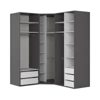 Armario modular Flex 178 x 203 cm esquinero con puertas grafito