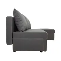 Sofá de esquina universal Laro convertible con arcón gris oscuro