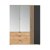 Armario de tres puertas Vabres 150 cm con 3 puertas y 3 cajones roble artisan listones