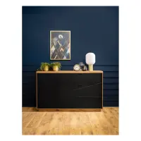 Cómoda Forn 156 cm con puertas y 3 cajones roble delano oscuro/negro mate