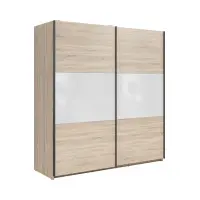 Armario de puertas correderas Tetrix 183 cm roble sonoma/blanco brillo